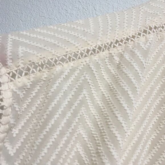 Lovestitch Kaftan Dress Ivory Small-Medium Chevron V Neck Crochet Lace Trim - Picture 5 of 13